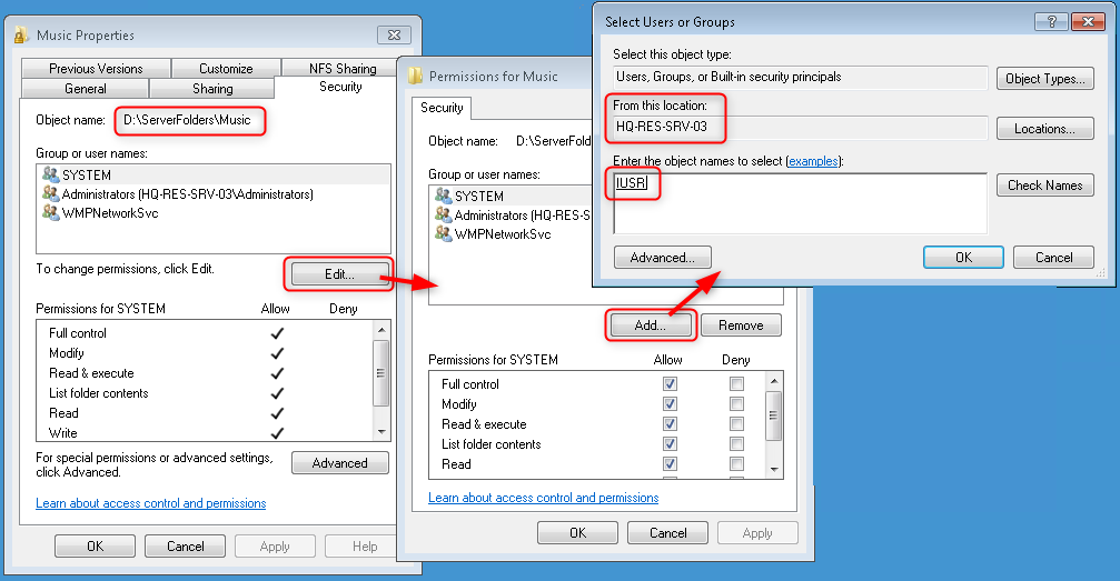 IUSR folder security