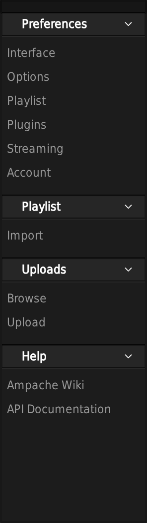 Preferences sidebar